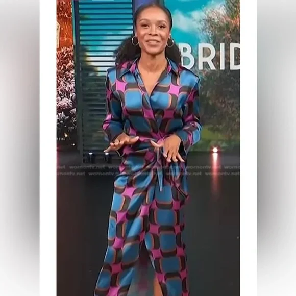 Zara Blue and Purple Geometric Maxi Dress - Picture 14 of 16